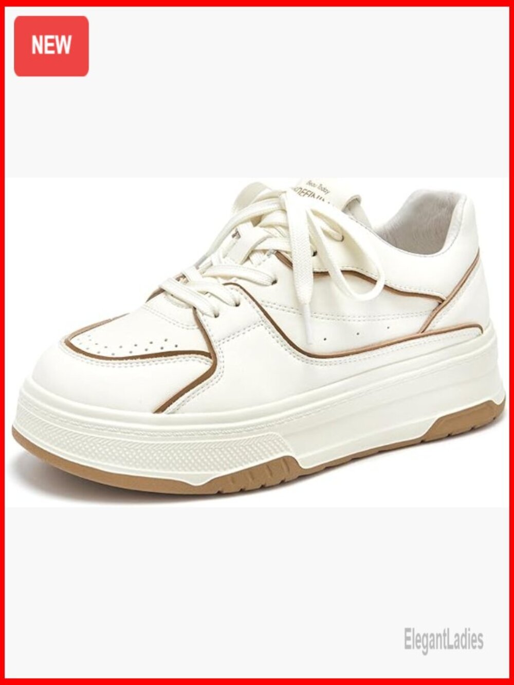 Chunky Platform Sneakers, Leather Fashion Shoes, Non-Slip Walking Shoes
